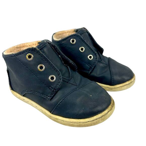 TOMS BABY PASEO MID SYNTHETIC LEATHER BOOTIES Blue Toddler Size 7 - Picture 1 of 11